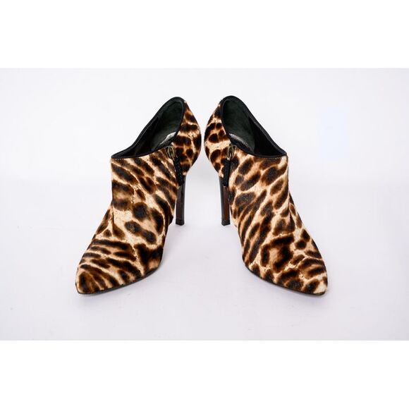 Lanvin Ponyhair Calfskin Leopard Print Ankle Boots